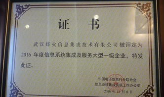 烽火通信榮膺首批全國信息系統(tǒng)集成及服務大型一級企業(yè)，引領行業(yè)標桿